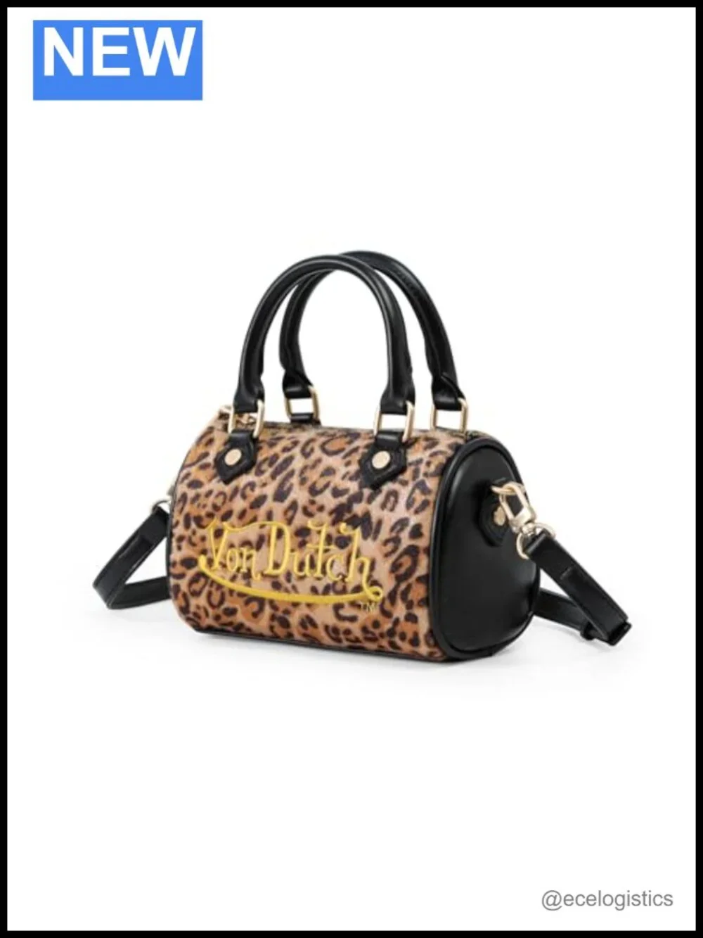 Vegan Leather Mini Crossbody Bag with Gold Hardware, Adjustable Strap